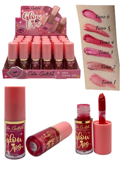Lip gloss con aplicador grueso alta pigmentación