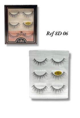 Set de pestañas x3 pares 06 Anjier 8D