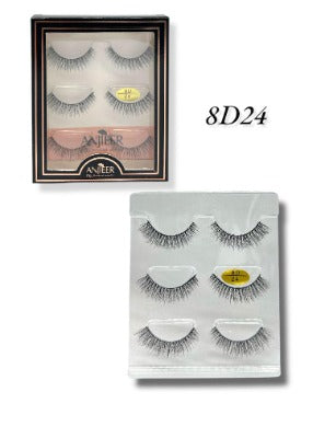 Set de pestañas x3 pares 24 Anjier 8D